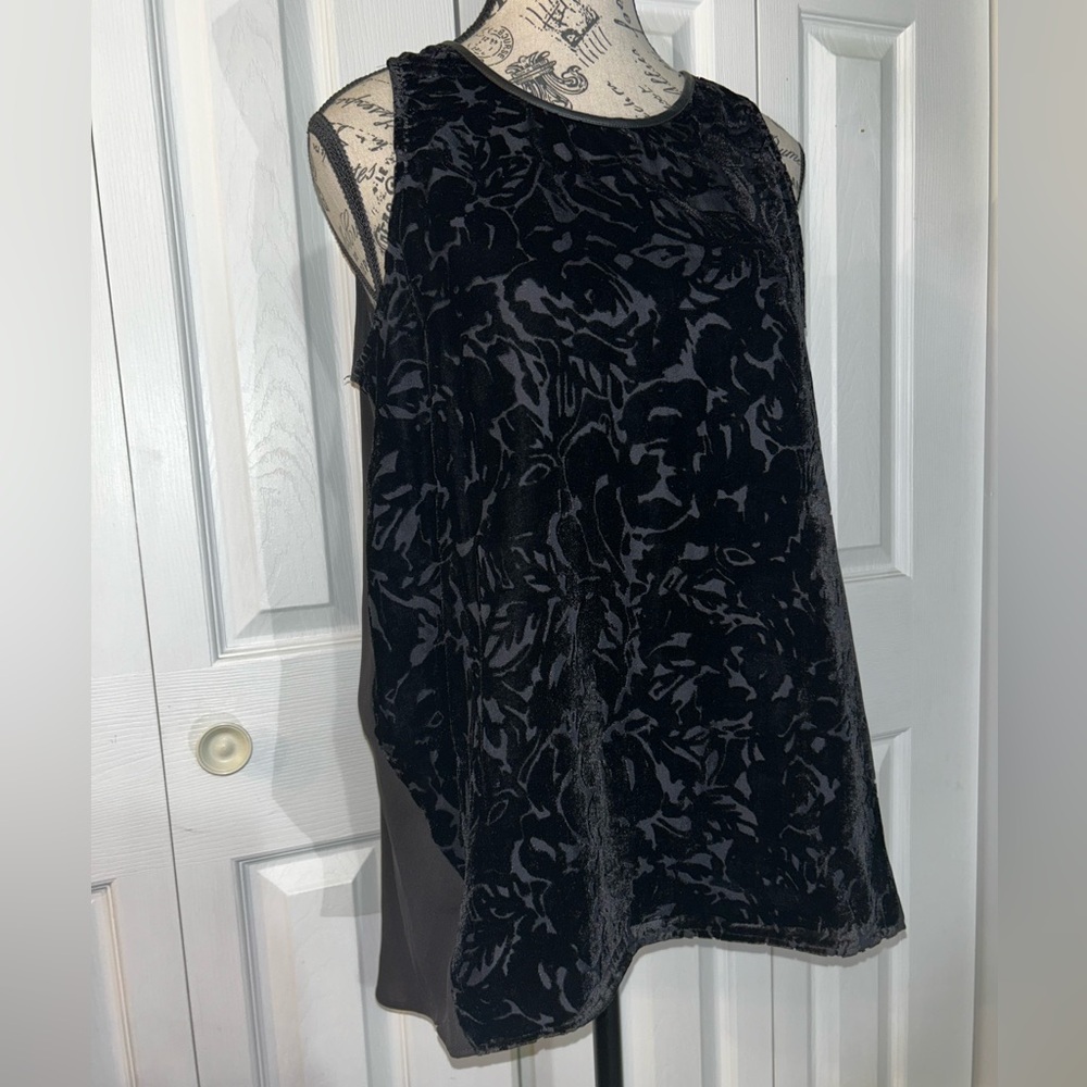 Velvet Front Black Floral Tank Top